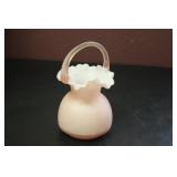 A Satin Glass Foliated Rim Basket