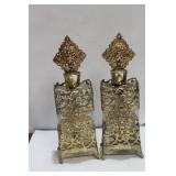 Lot of 2 Metal Gilted Parfume Bottles
