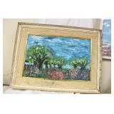 An Oil on Canvas Board Painting