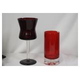 Two Ruby Red Glass Articles