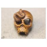 Signed Japanese Skull and Snake Netsuke