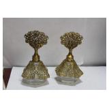 Lot of 2 Metal Gilted Parfume Bottles