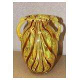 Art Glass Vase with Handles