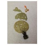 Fragments of Jade - Jade Finial - Coral Earring