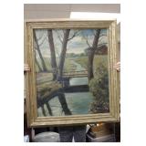 An Antique/Vintage Oil on Canvas of a Building