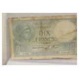 1941 Ten Francs Bank Note