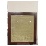 Framed Old Copy of Declaration of Independence