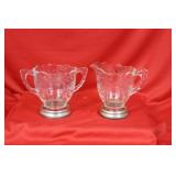 Set of Two Sterling Rim Cream and Sugar Container