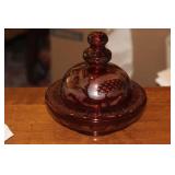 Beautiful Ruby Red Cut Glass Container