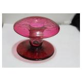 A Cranberry Red Glass Candle Holder