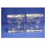 Signed Crystal Bookends