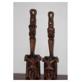 Lot of 2 Vintage Figural Wooden Scoop