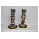 A Pair of Chinese Cloisonne Candlesticks
