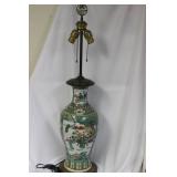 A Chinese Famille Verte Converted Floor Vase