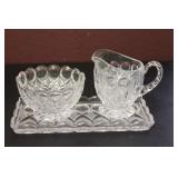 A Vintage Glass Creamer and Sugar