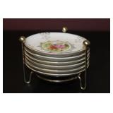 A Bee Hive Set of Six Sauce Dishes With Holder