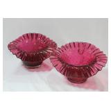 A Pair of Murano Cranberry Glass Container