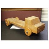 A Wooden Flat Bed Trailer Truck