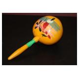 A Wooden Hand Painted Mexico Ornament - Maraca