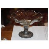 Weighted Sterling Base and Glass Compote
