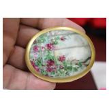 A Handpainted Victorian Porcelain Pin or Brooch