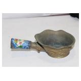 A Chinese Brass Enamel Handle Silk Iron