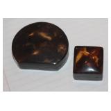 Lot of 2 Faux T o r t oi s e Shell Trinket Boxes