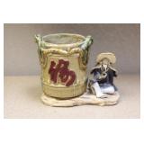 Vintage Chinese Mudman Flower Pot