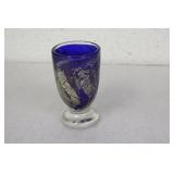 A Blue Gozo Glass Gold Speck Cup