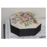 Vintage Pin Cushion Octagon Trinket Box