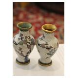 Set of 2 Small Chinese Cloisonne Vase
