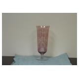A Cranberry Etched Glass Vase/ Tumbler