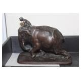 Vintage Metal Elephant with Rider