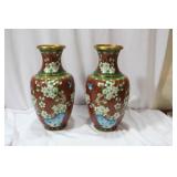 A Pair of Chinese Cloisonne Vases