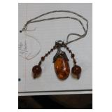 Sterling and Amber Necklace