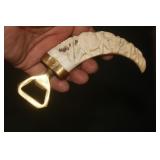Carved Boar Tooth Bottle Opener