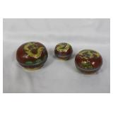 Lot of 3 Stacking Cloisonne Trinket Boxes