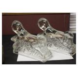 Set of Two Clear Glass Horses