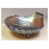 Carnival glass shell bowl