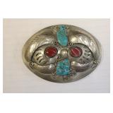 Southwestern Sterling and Turquoise Belt Buckle