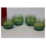 Set of 4 Green Glass Cups