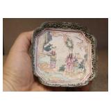 Antique Chinese Enamel Square Dish
