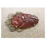 Sterling and Carnillian Jade Clip