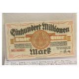 1923 German One Hundred Million Mark