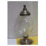 A Sterling Base Cut Glass Container