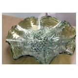 Green Carnival Glass Bowl