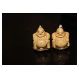 Oriental B o n e and Sterling Cufflinks