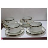 Four Sets of Signed Kutani Cups and Saucer Sets