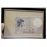 Framed 5 Cing Francs
