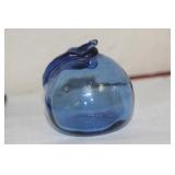 Cobalt Blue Art Glass Apple